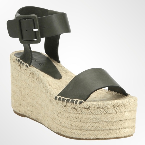 Vince Shoes - Vince Abby Espadrille Wedge Platform Ankle Strap Sandals‎ Green Size 7 Leather